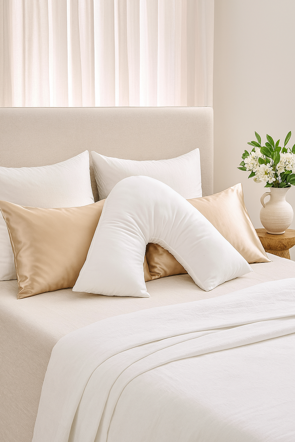 ZenNest™ world's first silk filled boomerang pillow + pillowcase