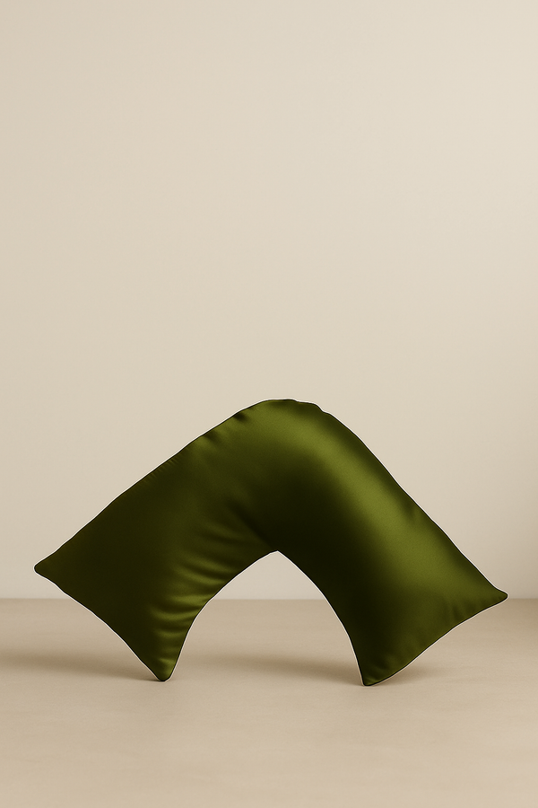 Beauty Sleep™ Boomerang Silk Pillowcase – Olive green