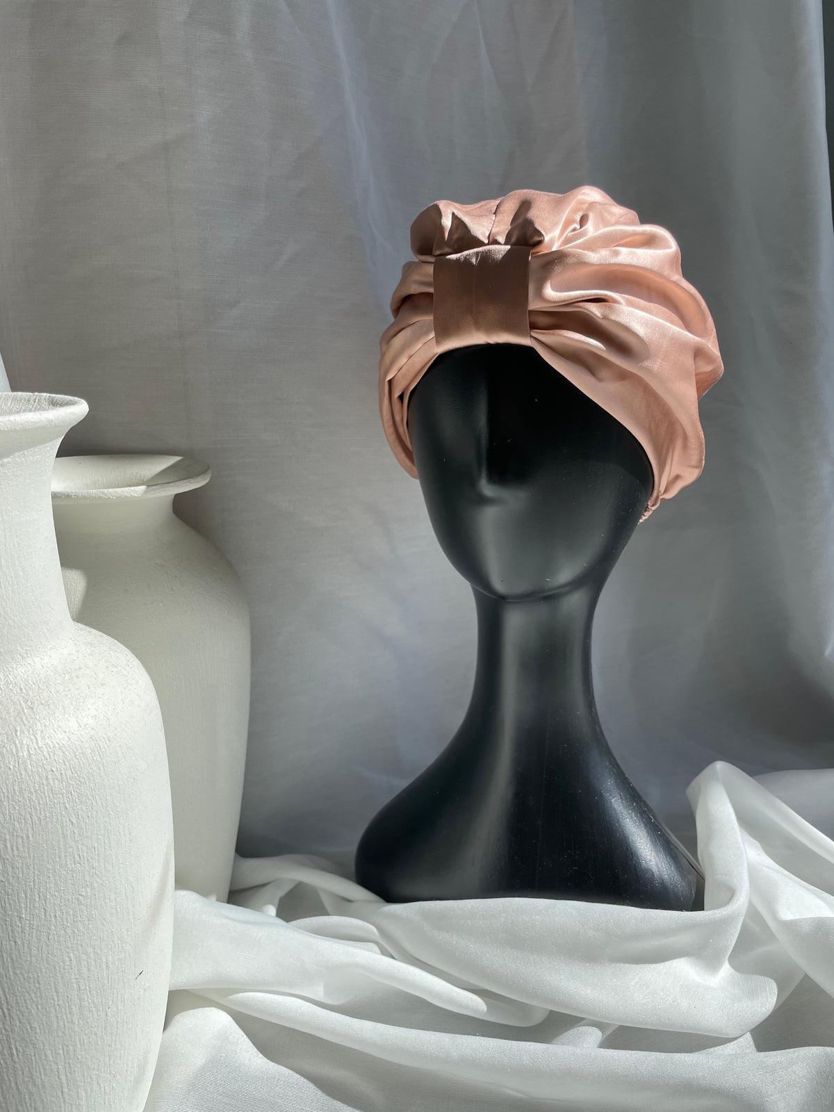 Double Layered Silk Turban Bonnet - square style